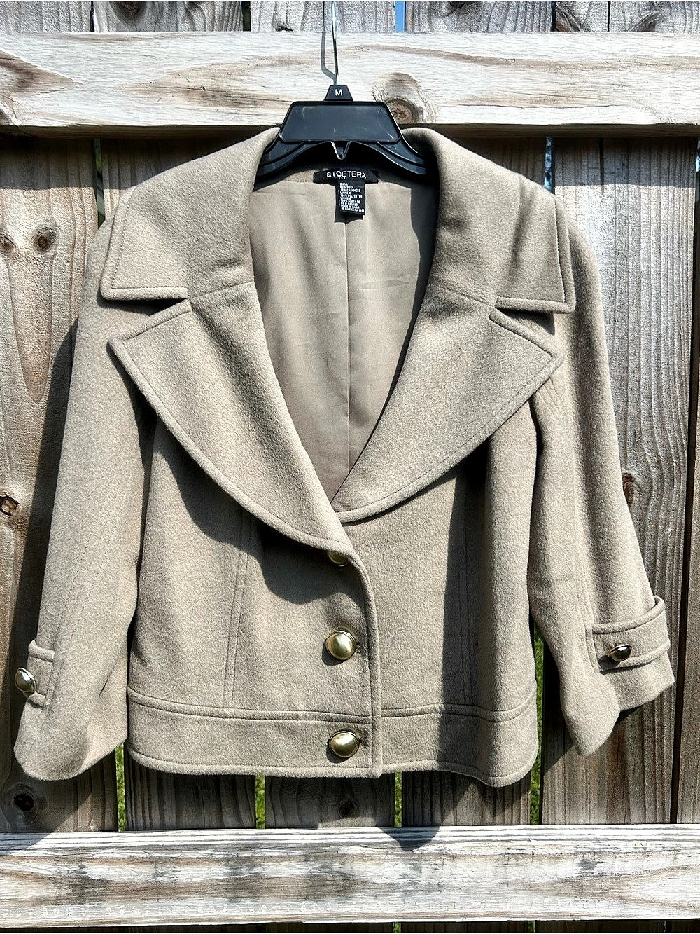 Etcetera Wool-Cashmere Pea Coat in Beige